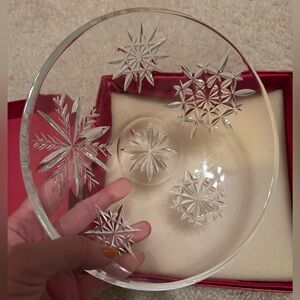 MINT Waterford Snow Crystals 9” crystal Candy Dish